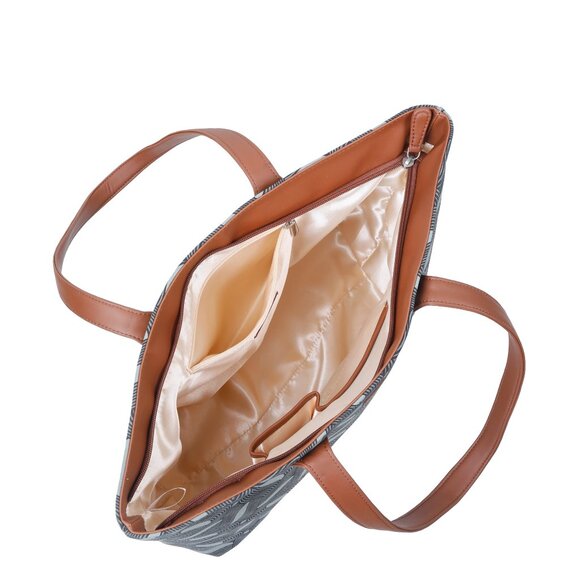 Hand Crafted Fabric Ladies Shoulder Tote Bag in Olive Green Print, Handbag Purse - Picture 5 of 10